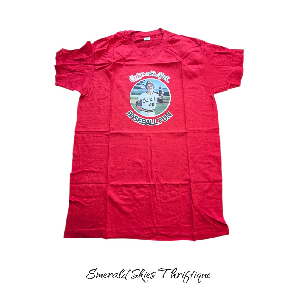 Vintage "Coke adds life to baseball fun" tshirt padres single stitch. Free ship